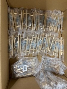 lot 212 image: 60 Gold Cabinet Pulls 40 - Rounded - 20 Squared 5 Sapphire Cabinet Pulls