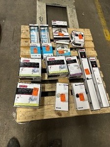 lot 218 image: Pallet Of Kohler  Moen  Delta Bath  Bathroom Hardware - Towels Racks  Rings Etc