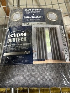 lot 223 image: New 2 Pack of Eclipse DuoTech Total Blackout Curtains 52x84 Each Maddox Charcoal