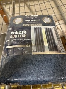 lot 225 image: New 2 Pack of Eclipse DuoTech Total Blackout Curtains 52x84 Each Maddox Midnight Blue