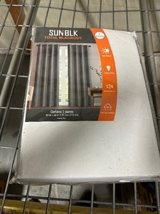 lot 229 image: 2 Pack of Sun blk Total Blackout Curtains - Curtain Panels Both 52 x 84 Bradley Gray