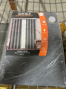 lot 233 image: New 2 Pack of Sun blk Total Blackout Curtains - Curtain Panels Both 52 x 84 Bradley Grey