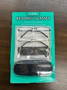 lot 248 image: 3 Pack of Titanium Alloy Blend Reading Glasses 2.50 - Open Box New