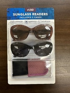 lot 250 image: New 2 Pack of Sunglass Readers  Reading Sun Glasses - 1.50