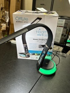 lot 264 image: Ottlite Color Desk Lamp With Color Changing Base and Q  Wireless Phone Charging Pad