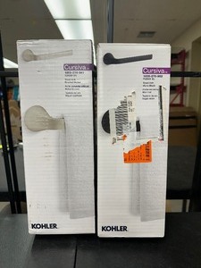 lot 277 image: 2 Kohler Bathroom Hardware Towel Racks Matte Black and Brushed Nickel