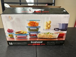 lot 278 image: Pyrex 18 Piece Snap Ware Food Storage Containers - New Missing 1 Lid