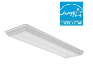 lot 201 image: QTY 6 Lithionia Lighting Cambridge 4 ft. 35-Watt White Integrated LED Flushmount - Retail $636.60