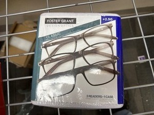 lot 368 image: New 3 Pack of Design Optics By Foster Grant Classic Reading Glasses 2.50