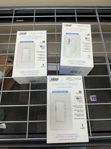lot 366 image: 3 Feit Electric Smart Dimmer Switches - 1 New 2 Open Box