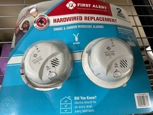 lot 404 image: Open Box New 2 Pack of First Alert Hardwired SMOKE & CARBON MONXIDE Alarms  Detectors