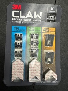 lot 405 image: New 8 Pack of 3M Claw Drywall Picture Hangers