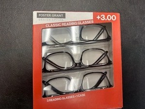 lot 444 image: New Open Box 3 Pack of Design Optics By Foster Grant Classic Reading Glasses 3.00