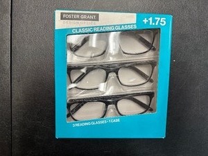 lot 445 image: New Open Box 3 Pack of Design Optics By Foster Grant Classic Reading Glasses 1.75