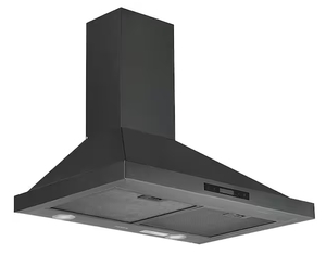 lot 401 image: New Ancona 30 in. 450 CFM Convertible Wall Mount Pyramid Range Hood with LED Lights in Black Stainless Steel - Retail $765.98   Model AN-1574