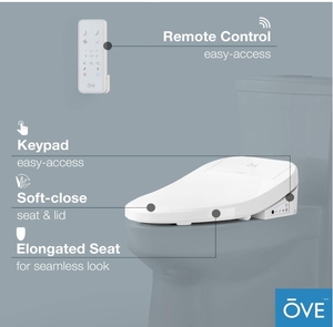 lot 52 image: Ove Enlight 16 in Enlight Smart Bidet add on Toilet Seat 15.75in Elongated