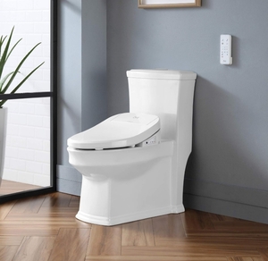 lot 53 image: Ove Enlight 16 in Enlight Smart Bidet add on Toilet Seat 15.75in Round - Box Marked 2