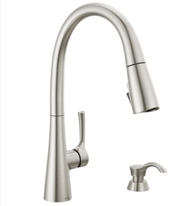 lot 35 image: New Delta Auburn Pull Down Kitchen Faucet & Soap Dispenser - Stainless Steel