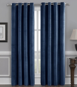 lot 91 image: New Majesty Velvet Total Blackout Curtain Panel Pair