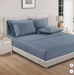 lot 97 image: New Pure Earth Organic 300 Thread Count 6 Piece Bed Sheet Set - King Size Bed - Saw Palmetto