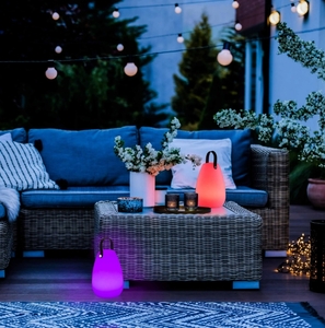 lot 115 image: New Seville Classics GloGlobe Wireless LED Color Changing Lantern, 2 pack