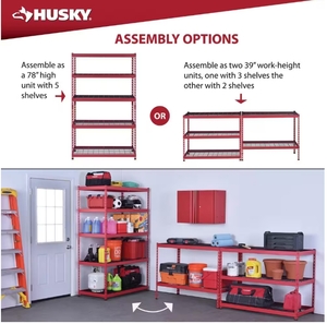 lot 175 image: Husky 5-Shelf Steel Heavy-Duty Garage Storage Shelving Unit in Red (48 in. W x 24 in. D x 78 in. H)