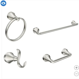 lot 195 image: New Moen Wellton 4 Piece Bathroom Hardware Kit