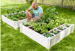 lot 389 image: New Vita 4x4x11 Modular Vinyl Garden with Planting Grid, 2-pac