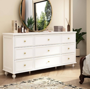 lot 331 image: FUFU&GAGA White Wooden Modern European Style Accent Storage Cabinet with 9-Drawer New