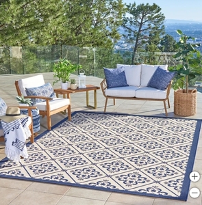 lot 334 image: New Gertmenian Naples Indoor  Outdoor Rug 105 Inch x 157 - Marked # 19