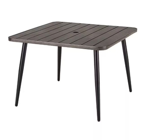 lot 330 image: Stylewell 42 x 42 Slat Square Table - Faux Wood Finish - Black - Open Box New