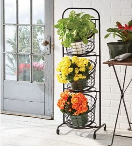 lot 159 image: New Mesa 3-tier Wrought Iron Market Baskets 14.7 L x 12.35 W x 45.6 H