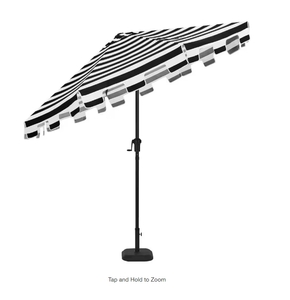lot 265 image: Hampton Bay 9 Auto Tilt Black and White Scalopped Patio Umbrella
