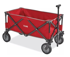lot 421 image: New Uline foldable Utility Wagon Red with wheels and handle storage bag