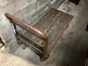 lot 113 image: Antique Industrial Factory Warehouse Rolling Cart