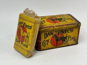 lot 10 image: Dan Patch Cut Plug Tobacco Tin & Pack
