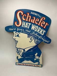 lot 17 image: 1923 Schaefer Hat Works Cardboard Advertising