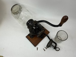 lot 79 image: 1919 Antique Arcade #3 Crystal Wall Mount Coffee Grinder