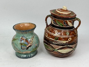 lot 80 image: Vintage Tlaquepaque Mexican Redware Pottery Lot