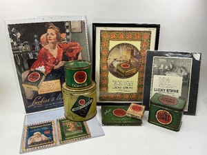 lot 98 image: Lucky Strick Tobacco Tin Advertising Lot