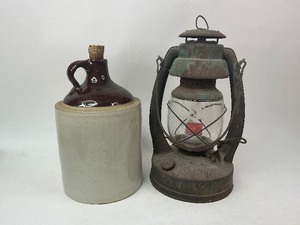 lot 107 image: Antique Stoneware Jug and Lantern