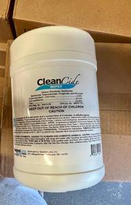 12x 1lb 9oz Canisters Clean Cide Germicidal Wipes