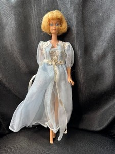 lot 107 image: VINTAGE BLONDE 1958 BARBIE WITH BLUE NIGHTGOWN - BENDABLE LEGS