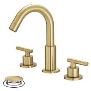 BWE 8 in. Widespread Double Handle High-Arc Bathroom Faucet Water-Saving With Drain Kit In Brushed Gold     Customer Returns See Pictures