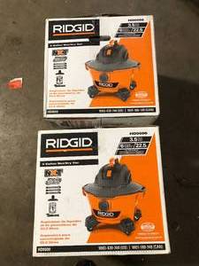 Lot of RIDGID 6 Gallon 3.5 Peak HP NXT Shop Vac Wet Dry Vacuum with General Debris Filter, Dust Bags, Locking Hose and Accessories Customer Returns See Pictures