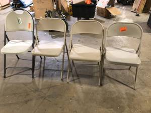 Lot of Beige Metal Stackable Folding Chair  Customer Returns See Pictures