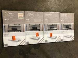 Lot of Closet Evolution 24 in. x 14 in. Classic White Wood Shelves (2-Pack)    Customer Returns See Pictures