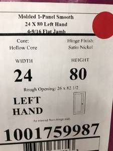 lot 95 image: JELDWEN 24 X 80 LEFT HAND INTERIOR DOOR