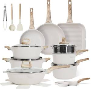 lot 13 image: Cuisinluv 23 Piece Kitchen Cookware Set (Cream White)