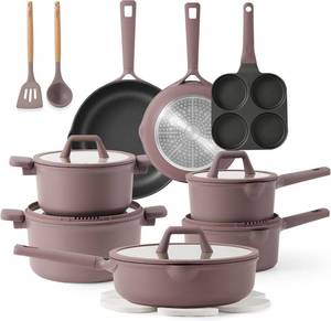 lot 14 image: Carote 19 Piece Kitchen Cookware Set (Purple)